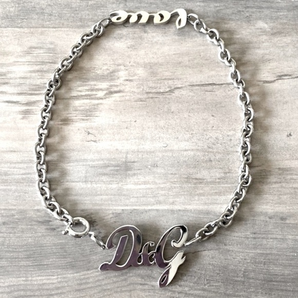 Dolce & Gabbana authentic Logo LOVE charm chain necklace vintage 00s silver tone - Picture 9 of 14